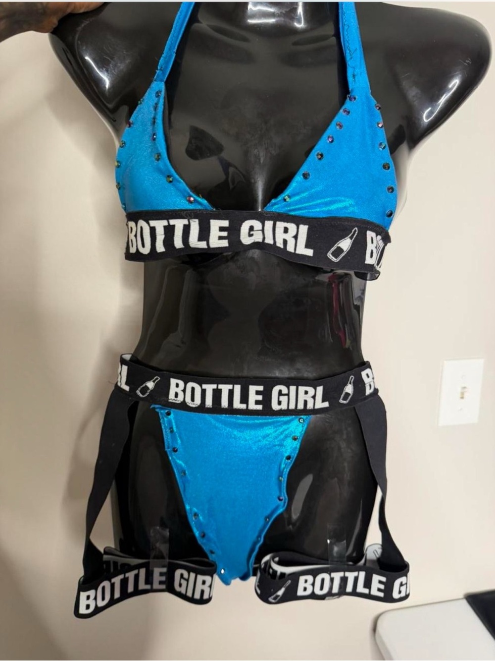 Pre-Owned Custom Handmade 3pc Bottle Girl Rave Festival Bikini Lingerie Outfit
